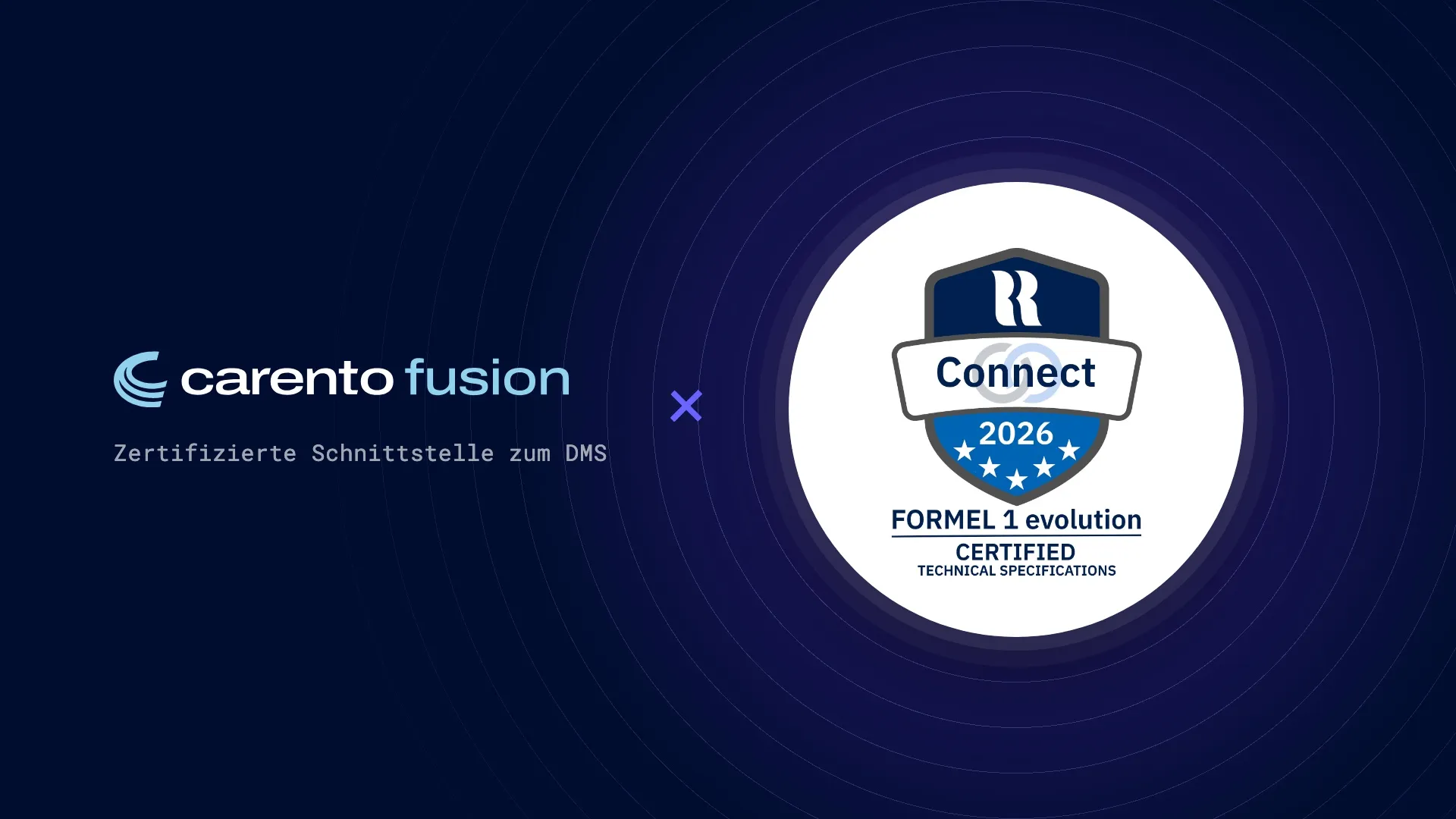 carento fusion für DMS FORMEL 1 evolution Connect zertifiziert
